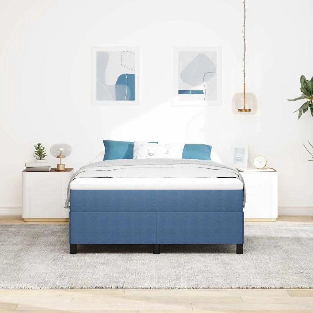 Cama vidaXL Azul 160x200 cm em Tecido Corduroy
