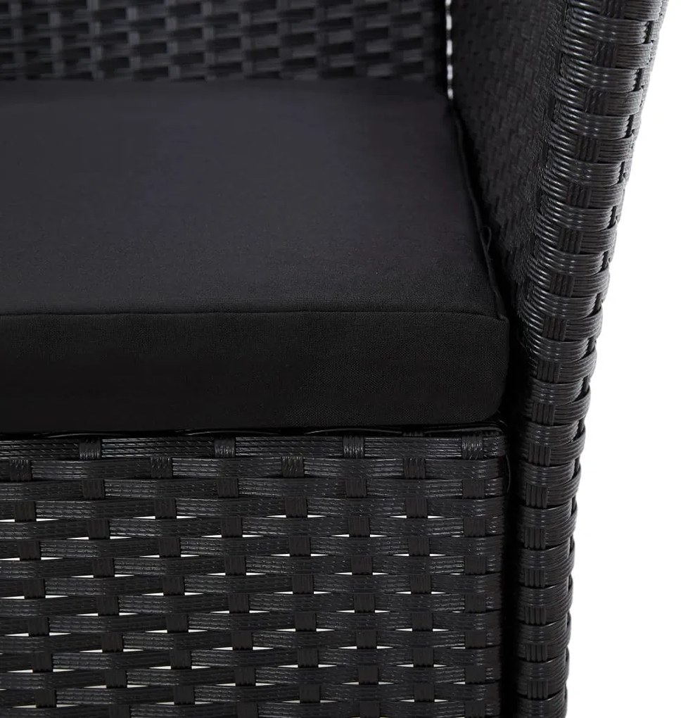 5 pcs conjunto jantar exterior com almofadões vime PE preto