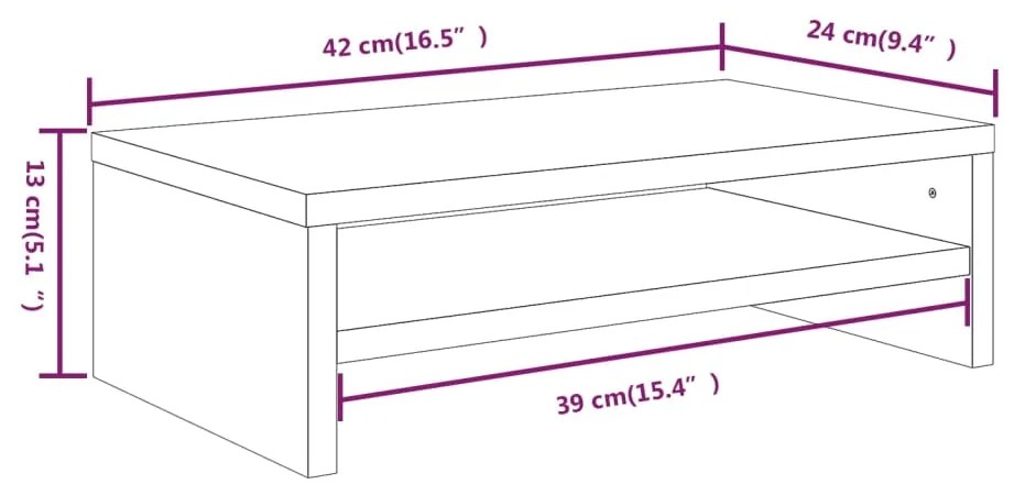 Suporte monitor 42x24x13cm derivados de madeira cinzento sonoma