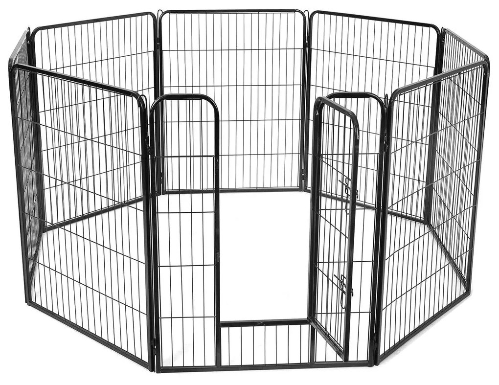 Gaiola para animais com cercado portátil de 8 painéis | FEANDREA | 240 x 80 x 100 cm | preto | PPK81H.
