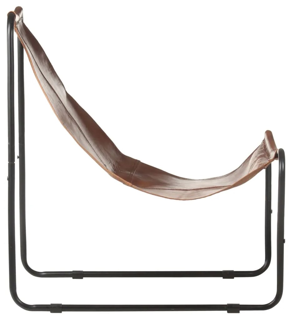 Cadeira de descanso couro genuíno castanho