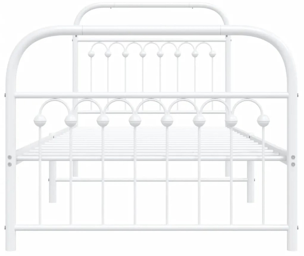 Estrutura de cama com cabeceira e pés 90x190 cm metal branco