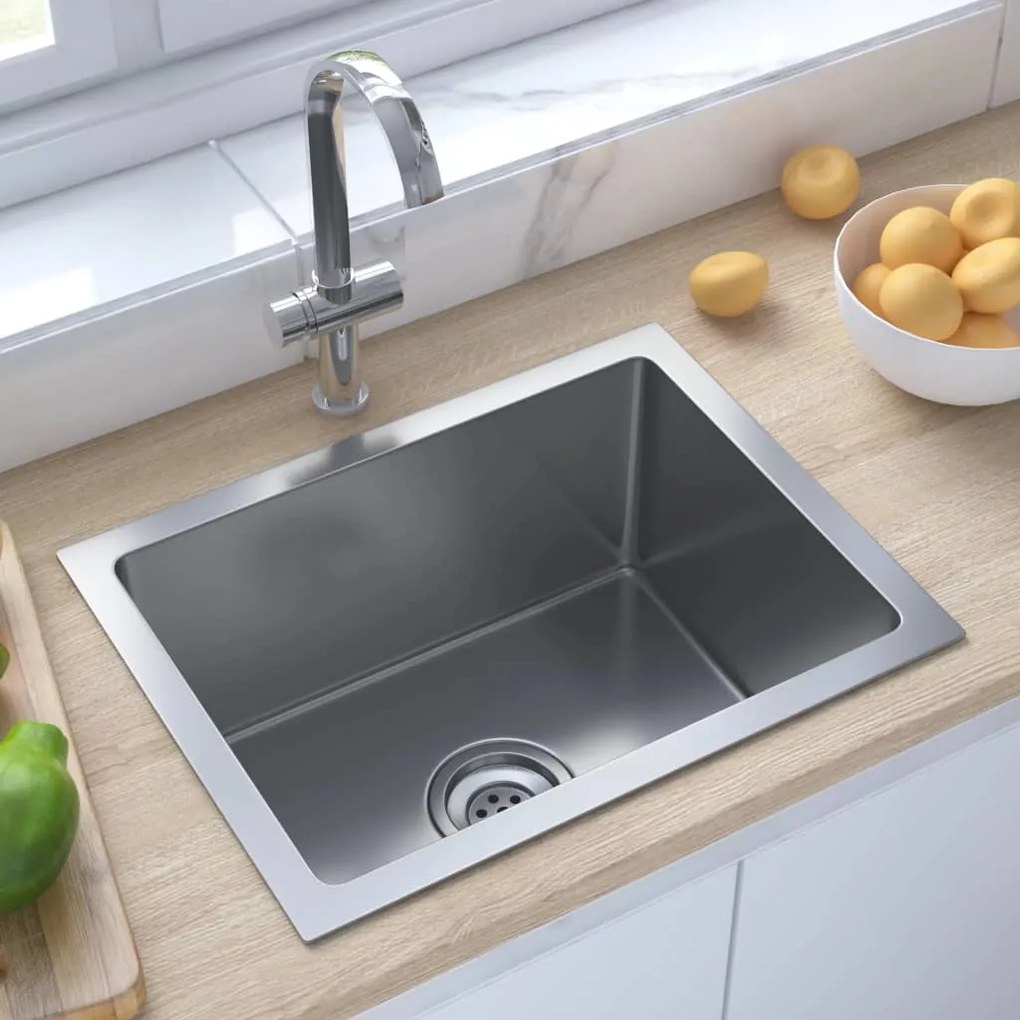 51506 vidaXL Lava-louça de cozinha artesanal aço inoxidável