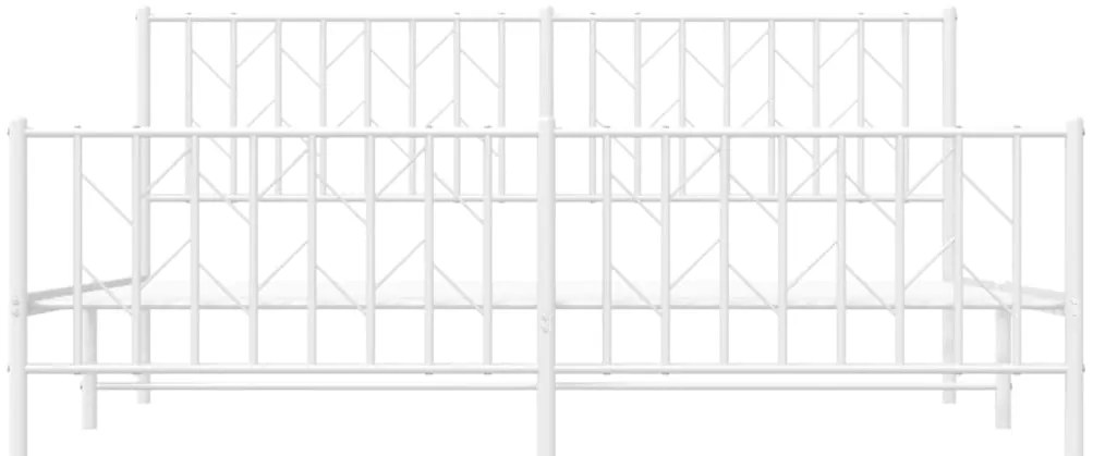 Estrutura de cama com cabeceira e pés 183x213 cm metal branco