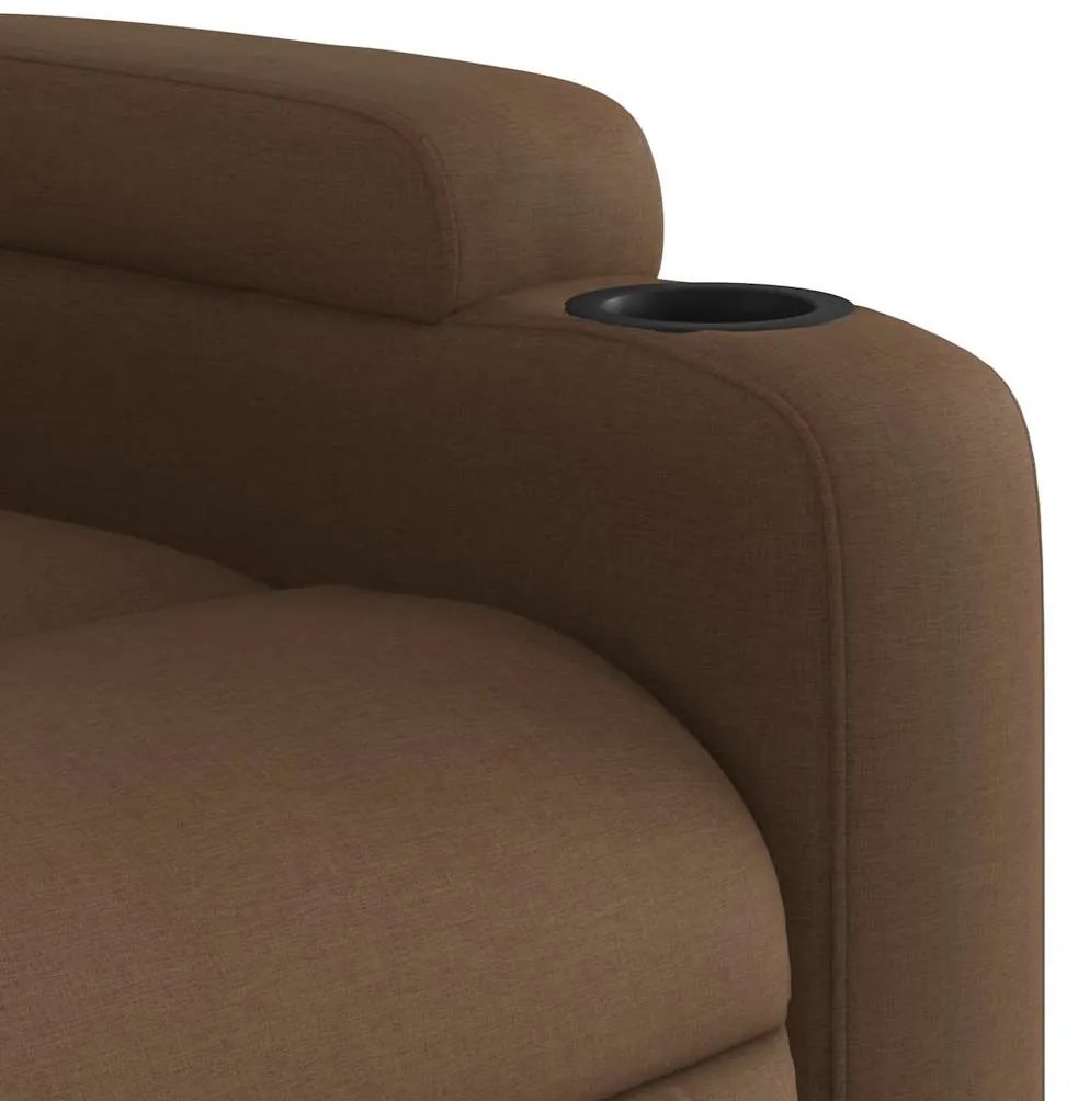 Poltrona de massagens reclinável elétrica tecido castanho