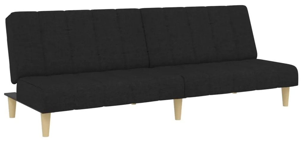 Sofá-cama de 2 lugares com apoio de pés tecido preto