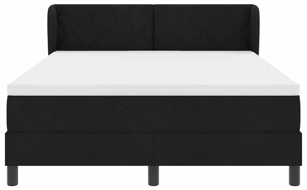 Cama Box Spring vidaXL com Colchão Preto 140x200 cm Tecido