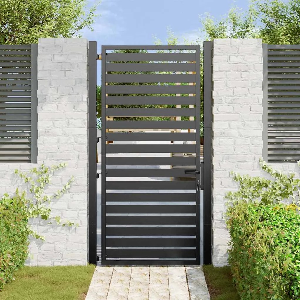 Portão de jardim com fechadura Preto 100x180 cm Alumínio