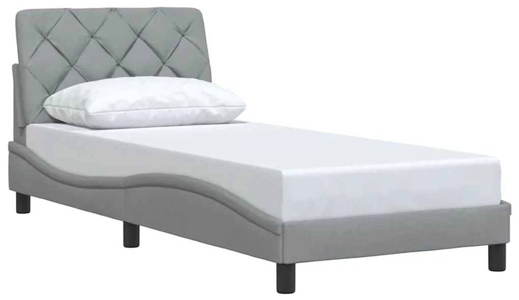 Estrutura de cama sem colchão 90x200 cm tecido cinzento-claro
