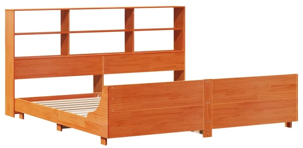 Cama sem colchão 200x200 cm pinho maciço castanho-mel