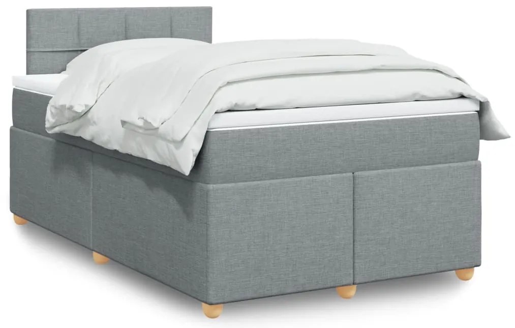 Cama com molas/colchão 120x200 cm tecido cinza-claro