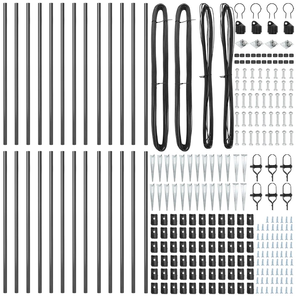 Postes de Cerca vidaXL com Ponta 26 pcs Ø32 mm 80 cm Aço Galvanizado