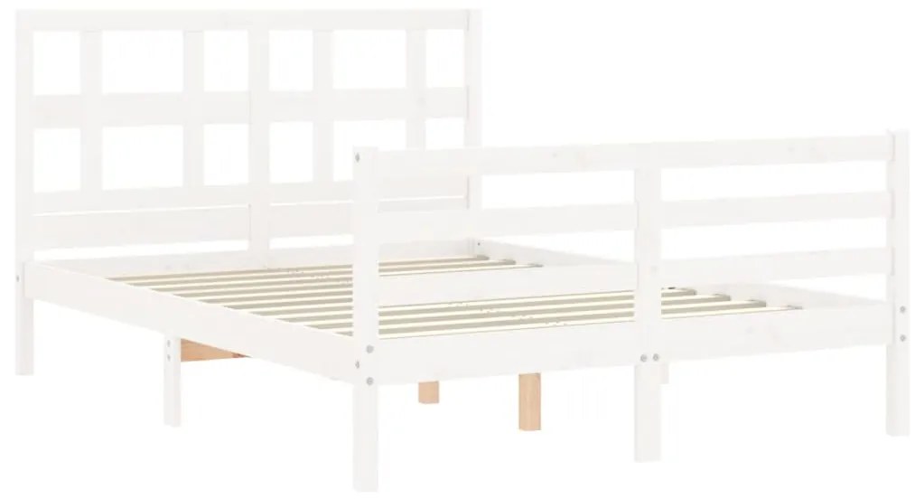 Estrutura de cama com cabeceira 120x200cm madeira maciça branco