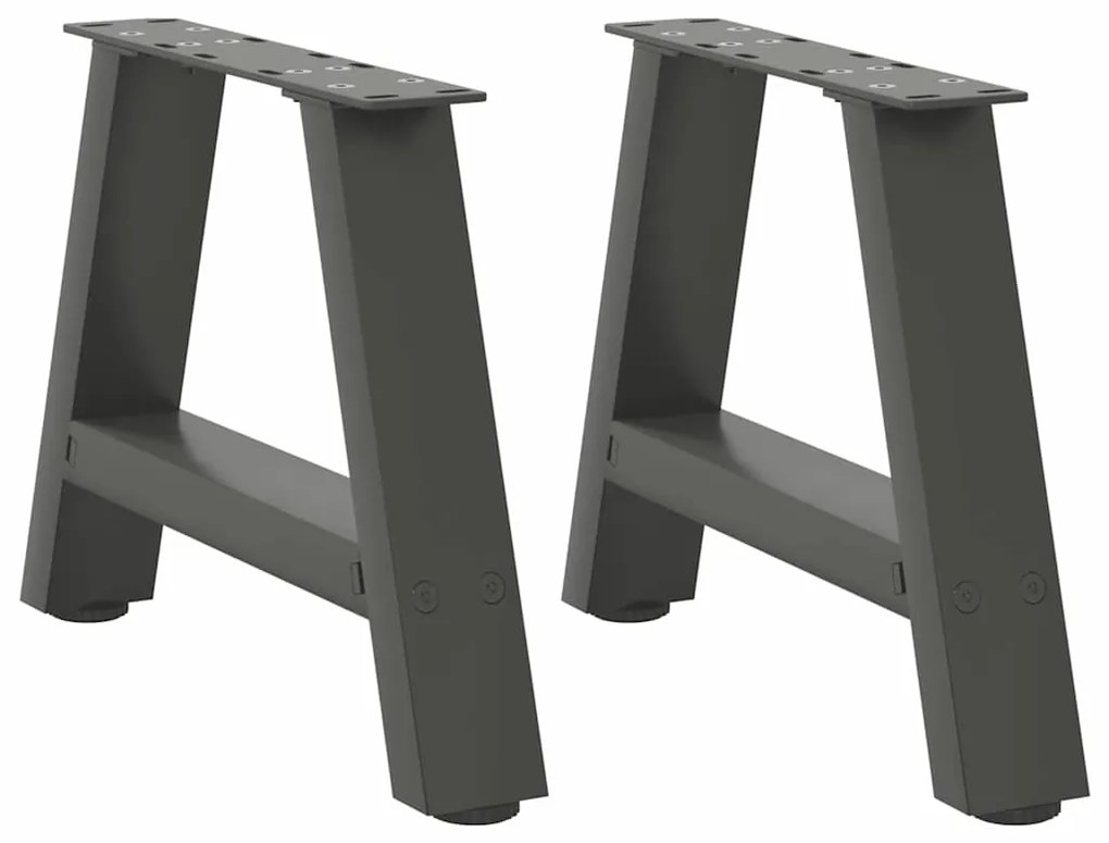 vidaXL Pés para mesa de centro em formato A, 2 peças, antracite, 30x(30-31) cm, aço