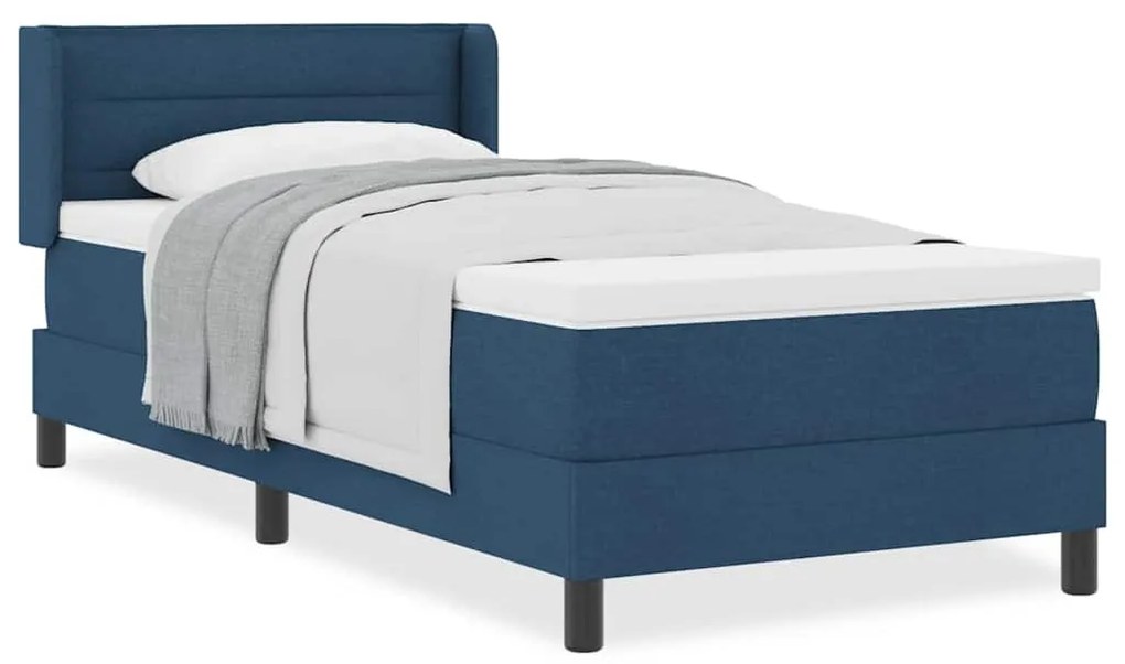 Cama Box Spring com Colchão, Azul, 80 x 200 cm, Tecido