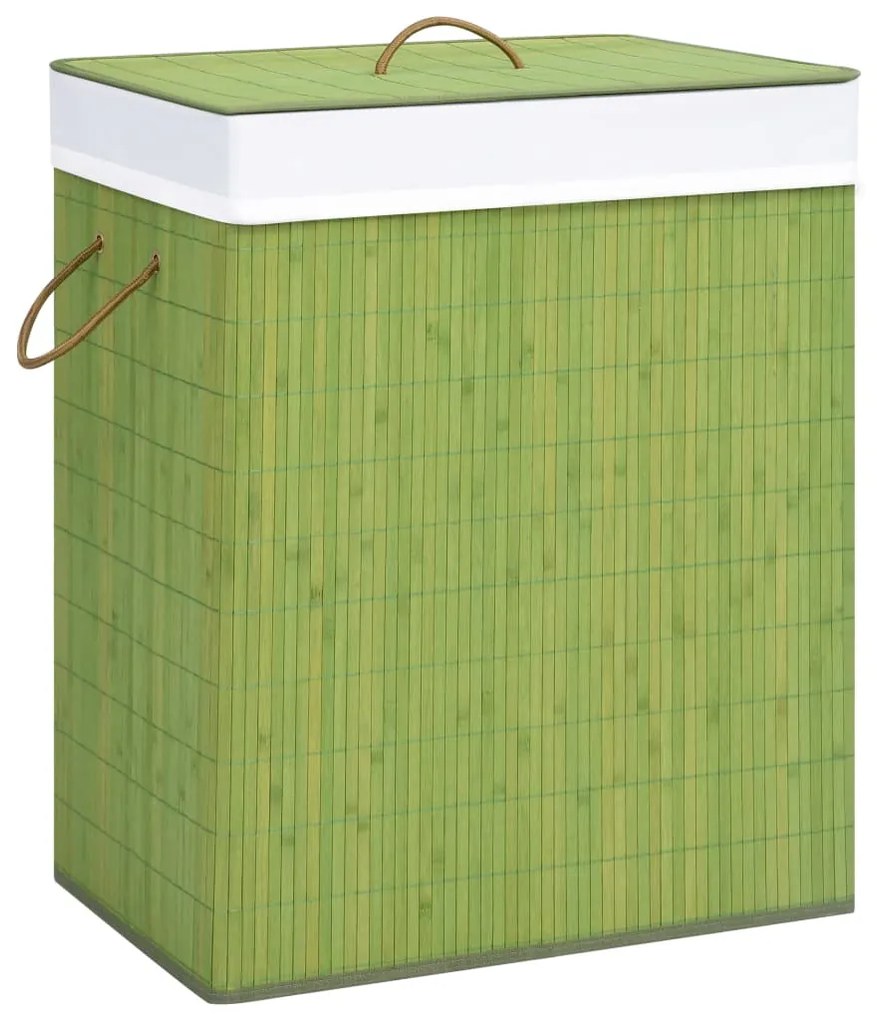vidaXL Cesto para roupa suja c/ 2 secções 100 L bambu verde