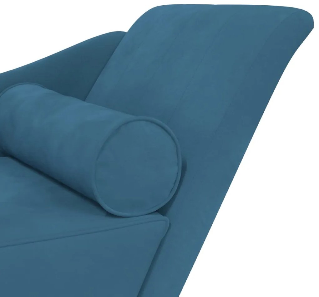 Chaise lounge com almofadões veludo azul