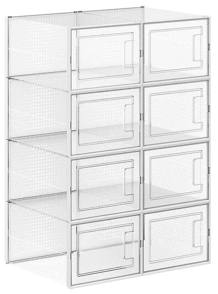 Caixas de sapatos empilháveis com frente transparente para organização | SONGMICS | 35 x 25 x 18,5 cm | branco | LSP08MWT.