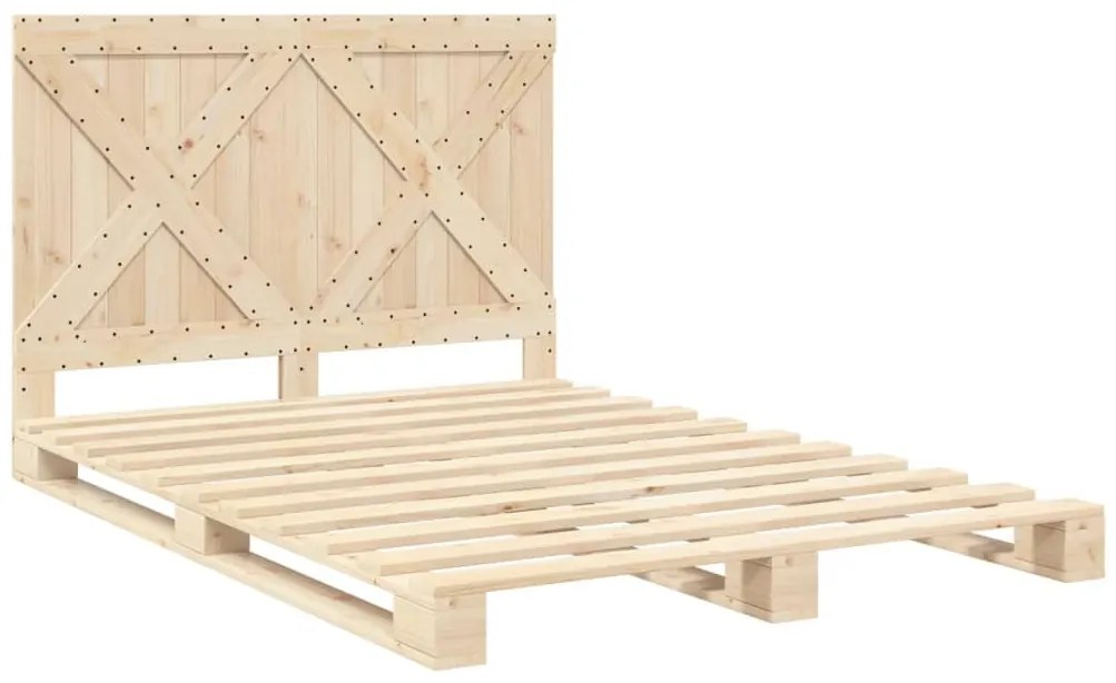 Estrutura de cama com cabeceira 160x200 cm pinho maciço