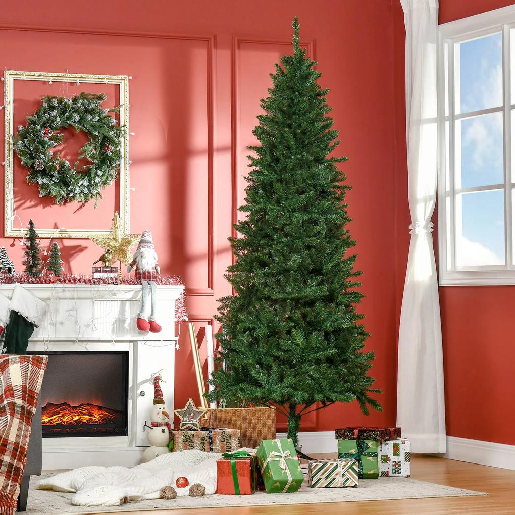 HOMCOM Árvore de Natal Artificial 210cm com 865 Ramos Ecológicos Decoração de Natal para Interiores Φ91x210cm Verde