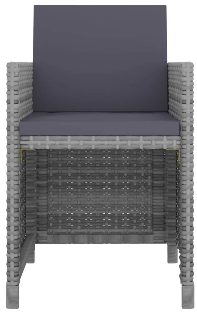9 pcs conjunto jantar exterior c/ almofadões vime PE antracite