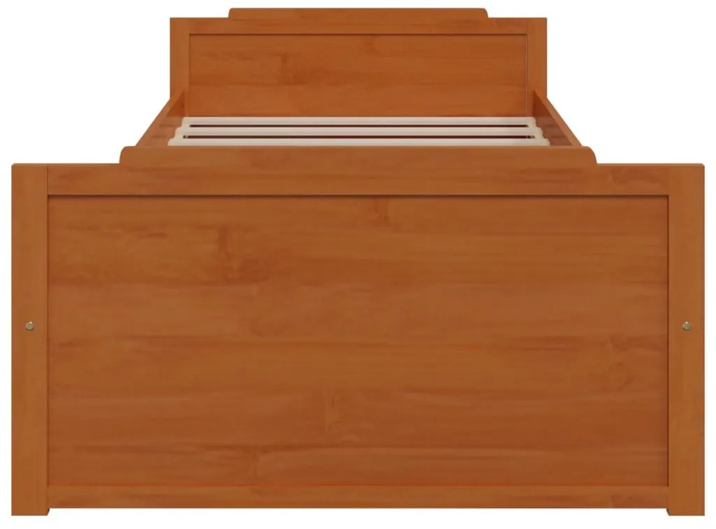 Estrutura cama c/ gavetas 90x200 cm pinho maciço castanho mel