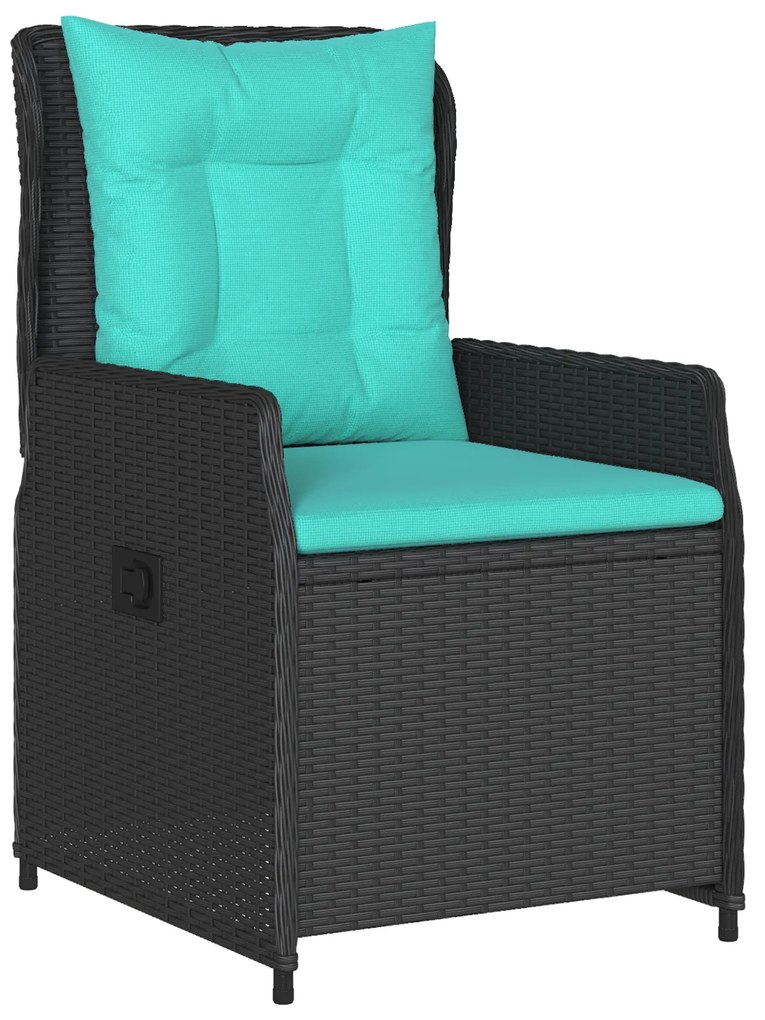 Conjunto de Jantar de Jardim de 9 Peças em Rattan PE Preto