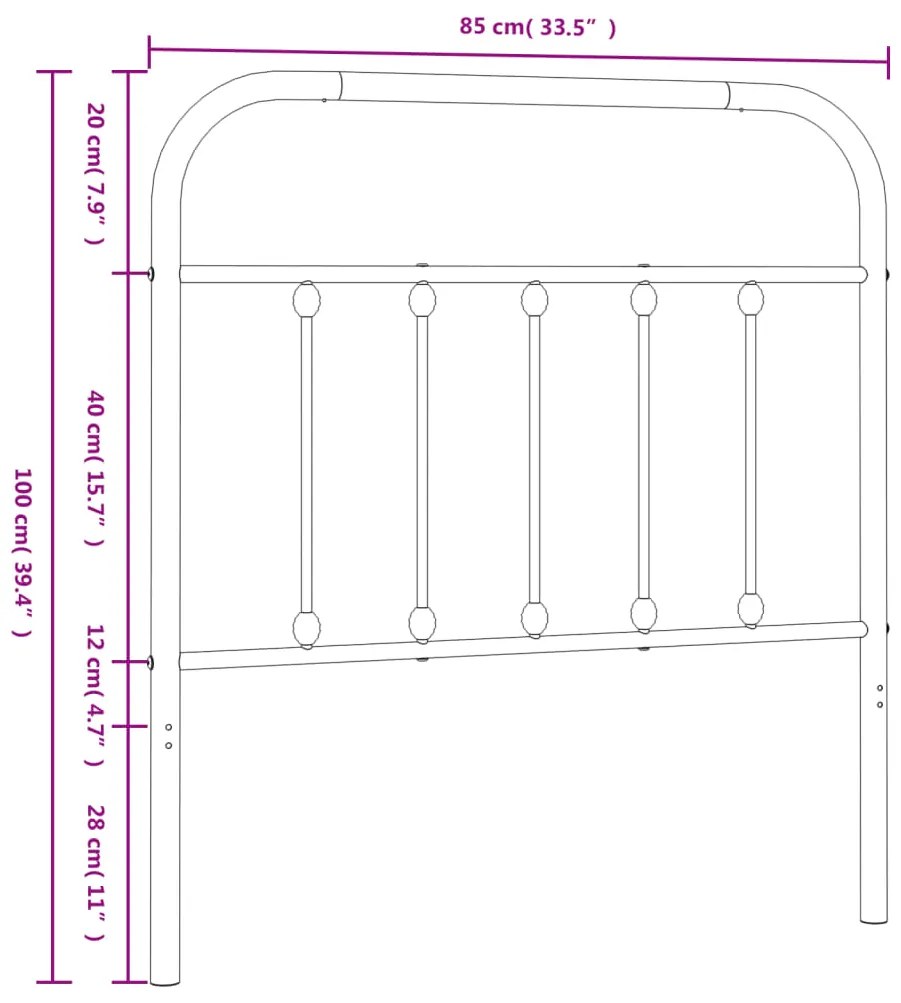 Cabeceira de cama 80 cm metal preto