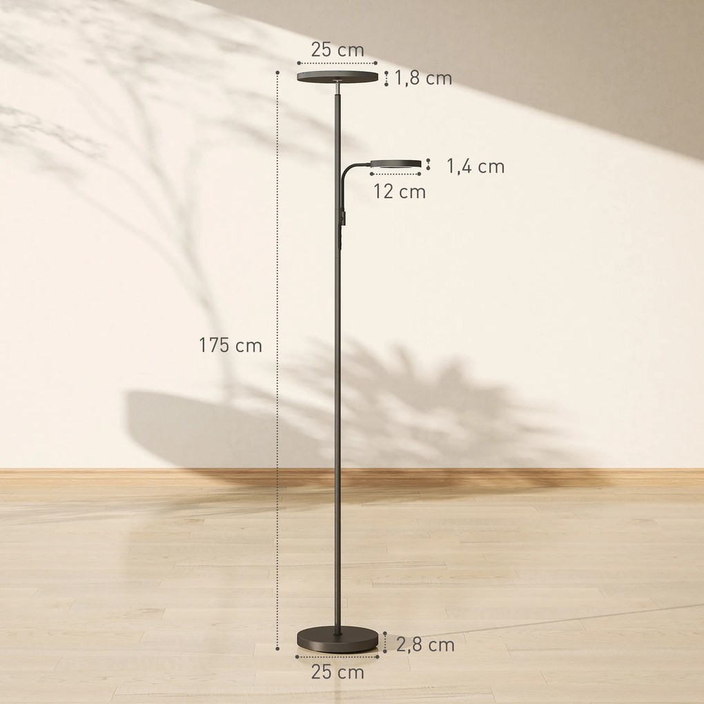 Candeeiro de pé LED de 42 W com regulação de intensidade, 2700 K-6500 K, variação contínua de 4 cores, 4 modos de cena, comando à distância e controlo
