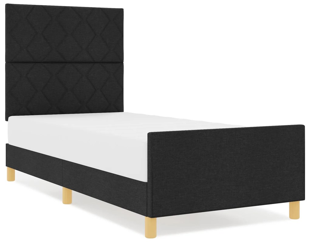 Cama Preta 90x200 cm em Tecido