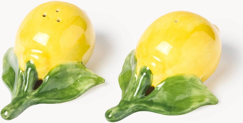 Moinhos de sal e pimenta pintados à mão Lemon, conjunto de 2