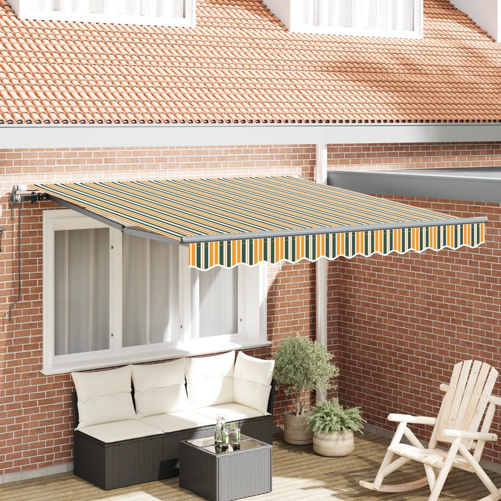 vidaXL Toldo Retrátil Verde e amarelo 300 x 250 cm tecido