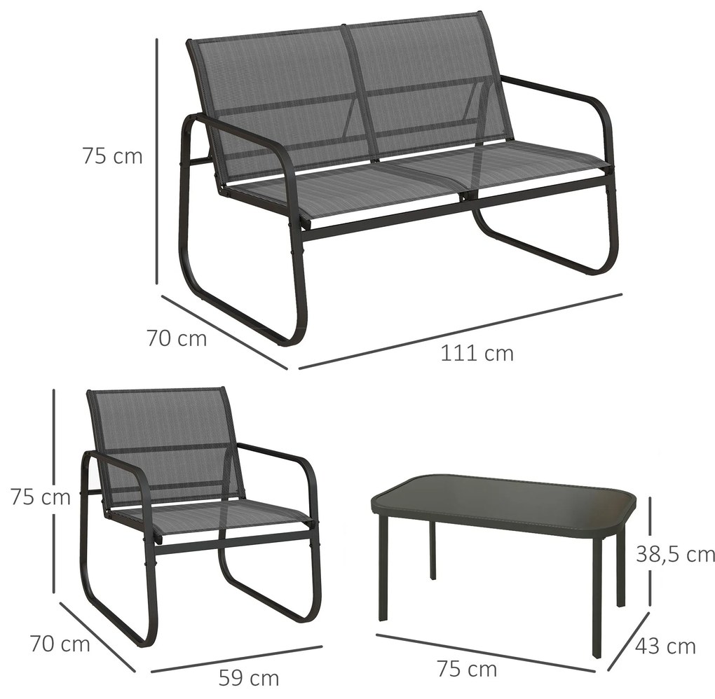 Conjunto de Móveis de Jardim Conjunto de 4 Peças Móveis de Varanda com