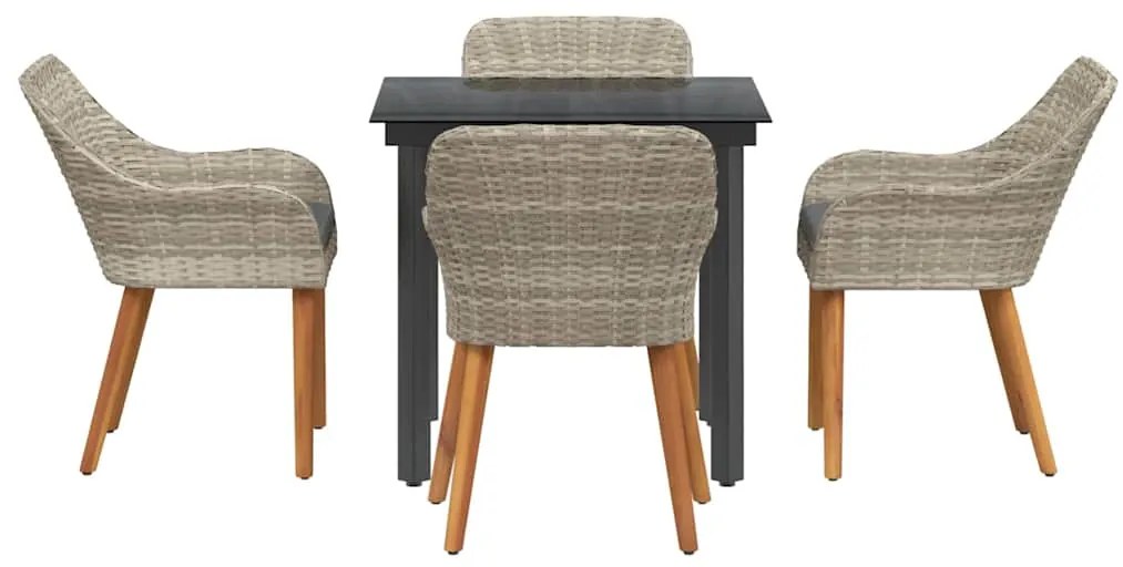 Conjunto de sala de jantar 5 pcs Cinza claro e preto Médio