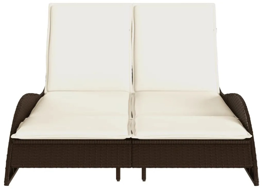 Espreguiçadeira com almofadões 114x205x73 cm vime PE castanho