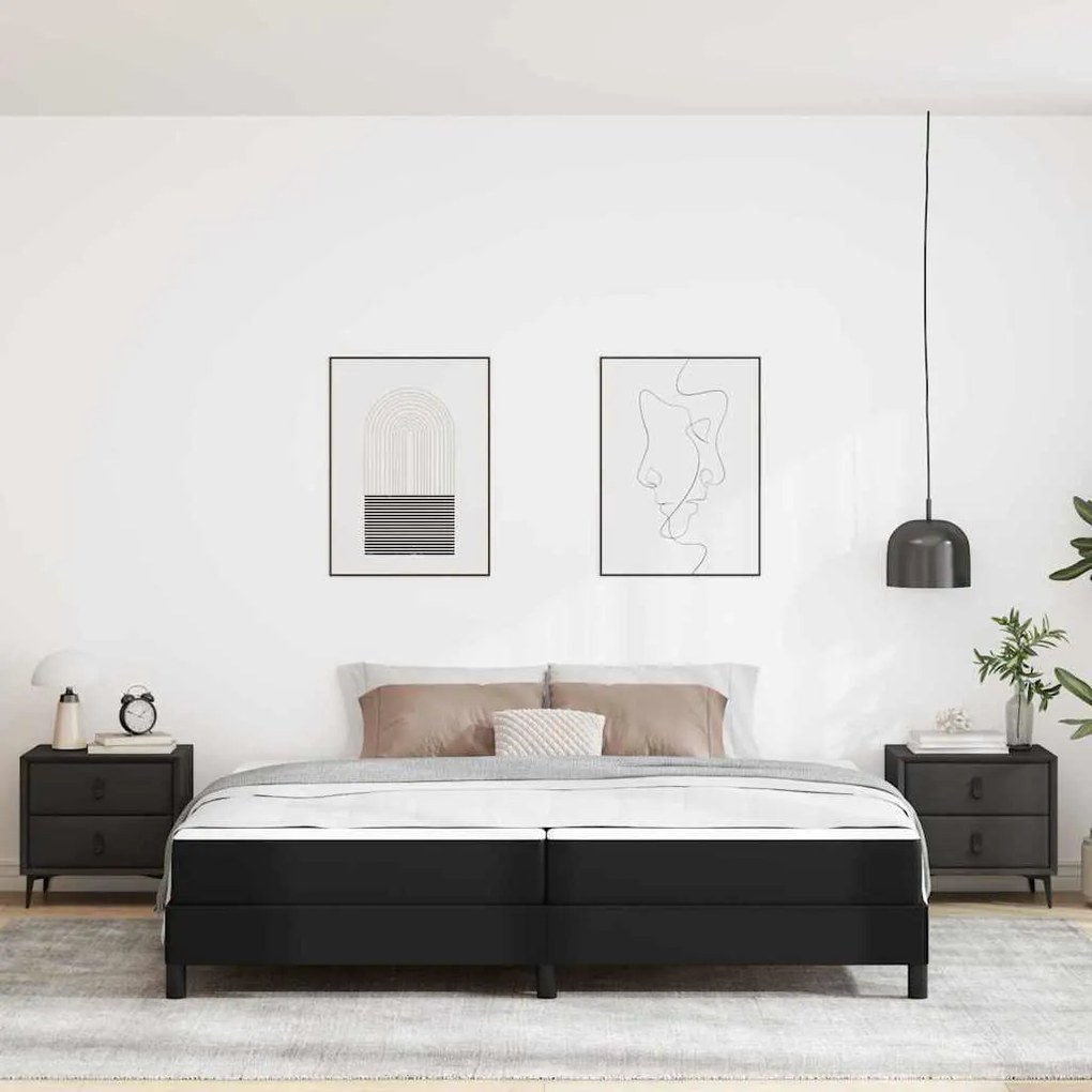 Cama Outros Preto 200 x 200 cm Couro sintético