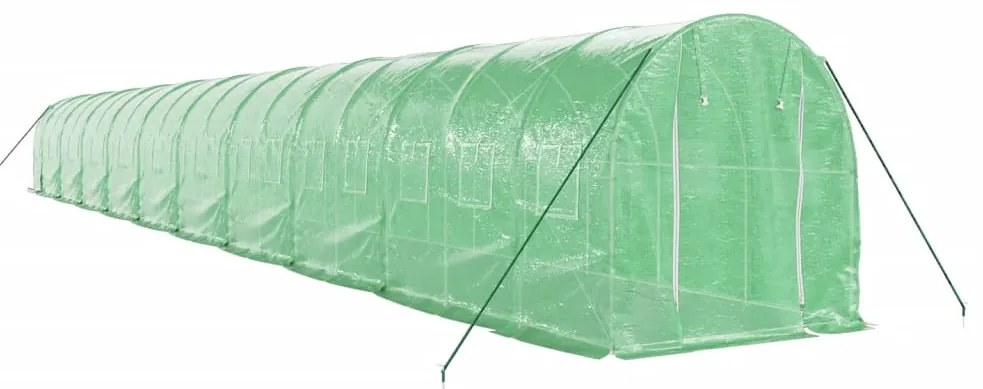 Estufa com estrutura de aço 40 m² 20x2x2 m verde