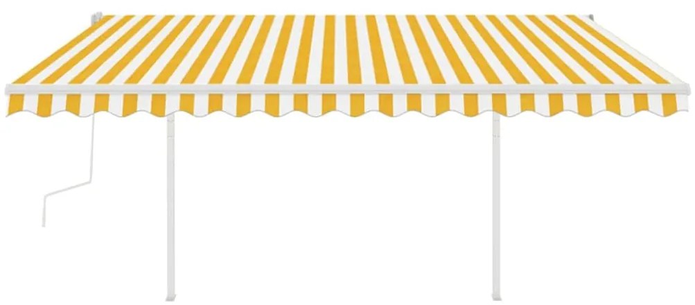 Toldo retrátil manual com luzes LED 4x3 m amarelo e branco
