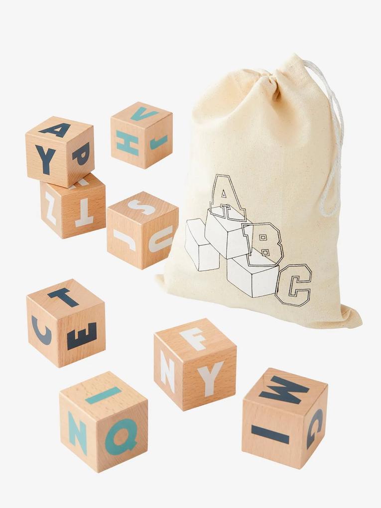 10 cubos grandes com letras, em madeira FSC® multicolor