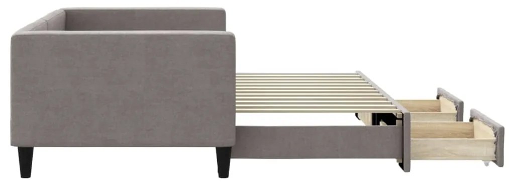 Sofá-cama c/ gavetão/gavetas 90x200 cm tecido cinza-acastanhado