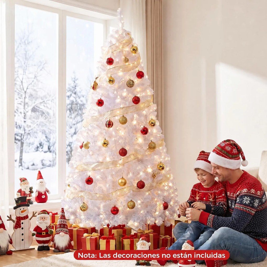 Árvore de Natal, 100 x 100 x 180 cm, Luzes LED Pré-instaladas, Branco