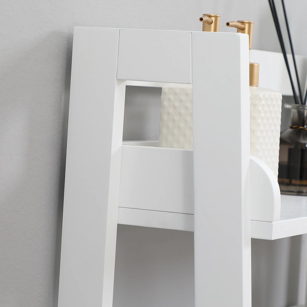 Prateleiras sobre Sanita Prateleiras de Armazenamento para Casa de Banho Lavanderia Estilo Moderno Anti-Tombo 63,5x28x156,2cm Branco