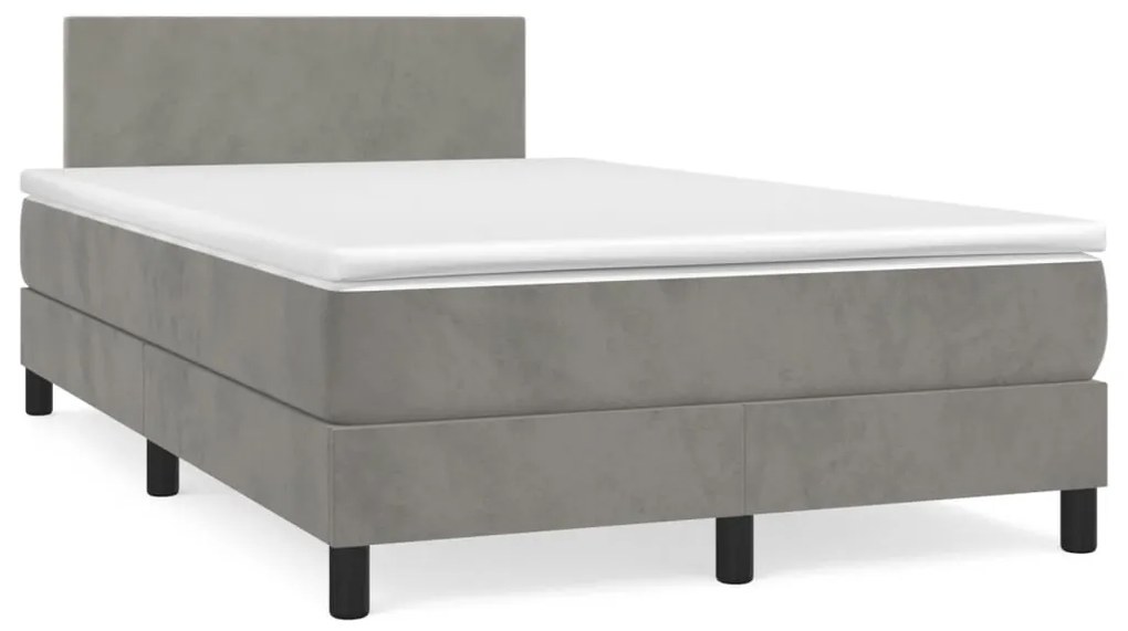 Cama boxspring com colchão 120x190 cm veludo cinzento-claro