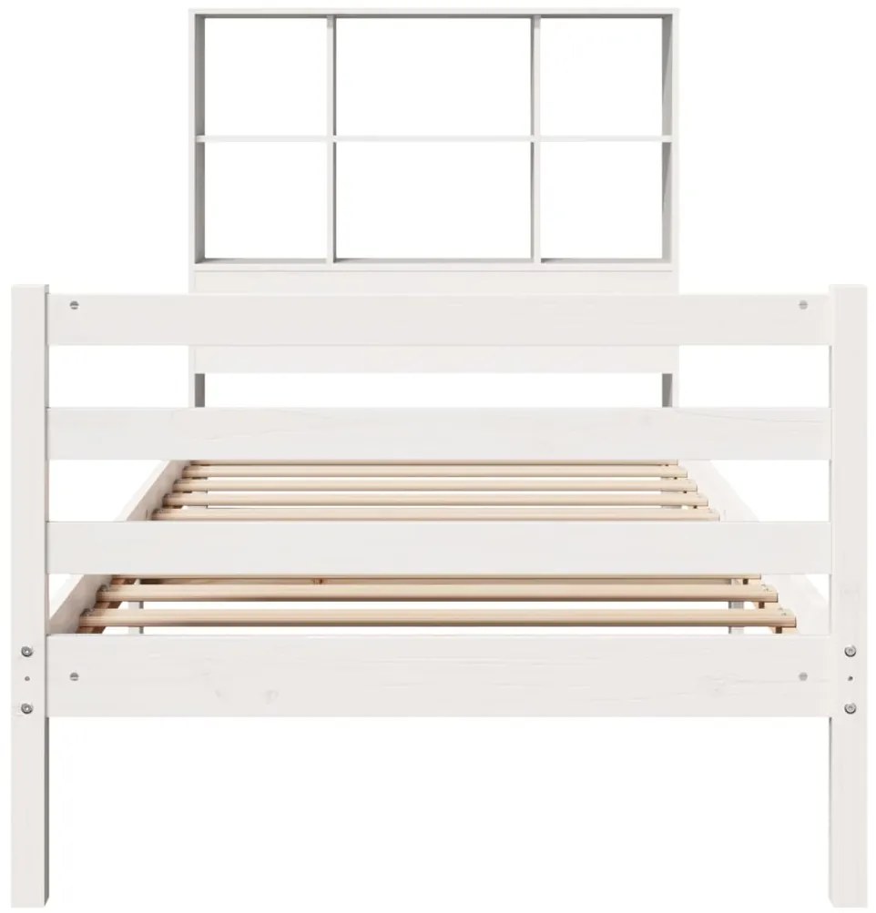 Cama com estante sem colchão 90x190 cm pinho maciço branco