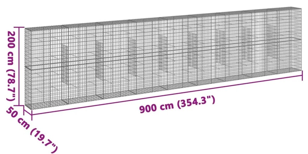 Cesto gabião com cobertura 900x50x200 cm ferro galvanizado