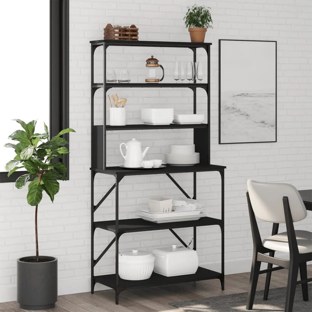 vidaXL Estante c/ 6 prateleiras 90x40x180 cm derivados madeira preto