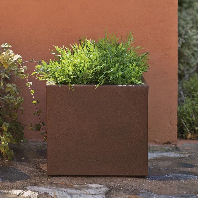 Vaso de flores colorido quadrado Polietileno CASA, JARDIM, RESTAURANTE, BAR NARCISO 50 (49x49x45 cm) - Cinzento