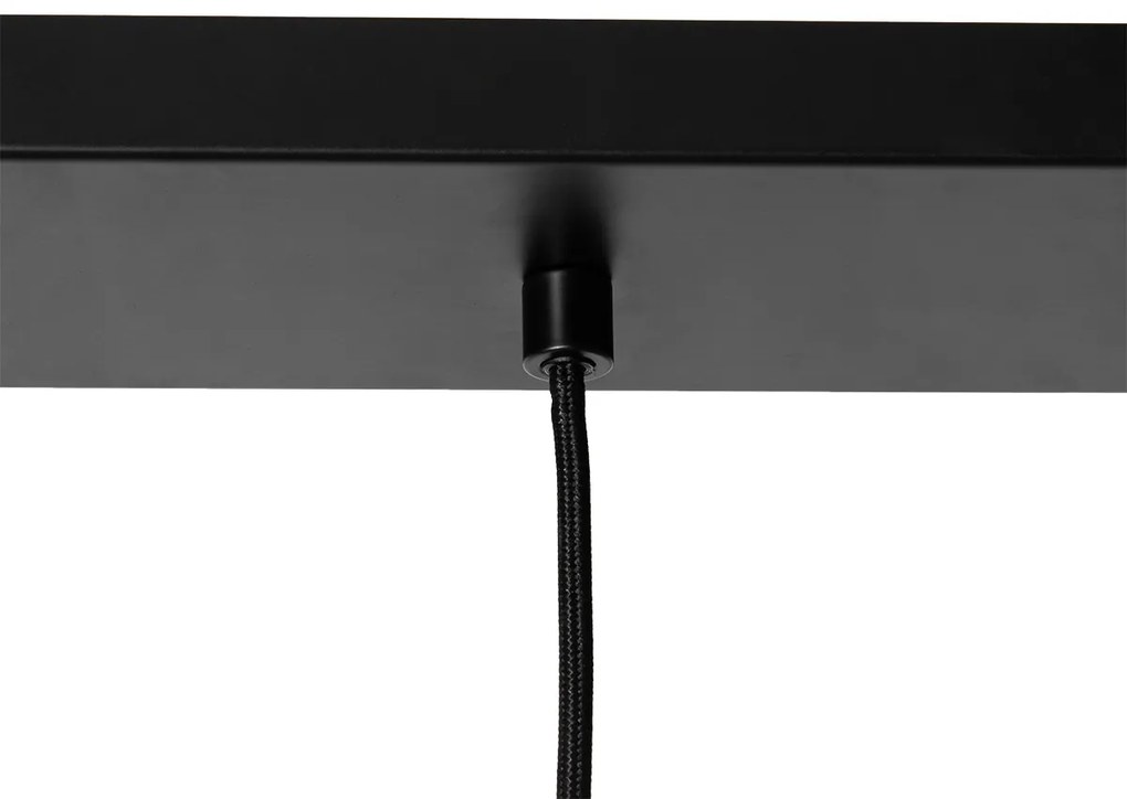 Candeeiro de suspensão preto com vidro fumê 23 cm oblongo 3 luzes - Kevin Art Deco