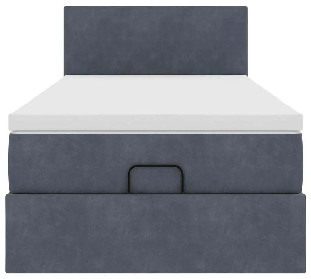 Estrutura cama otomana colchão 90x190 cm veludo cinzento escuro