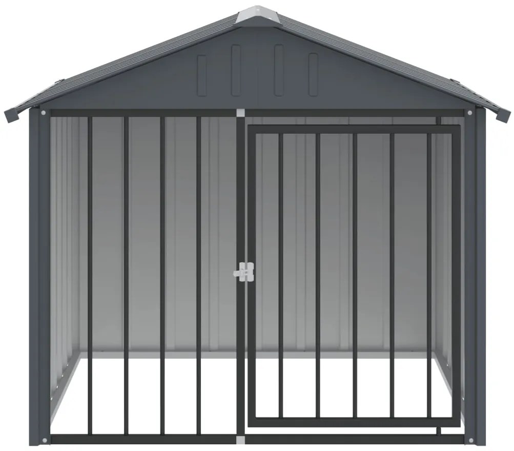 Casota para cães com teto 117x103x102 cm aço galvanizado preto